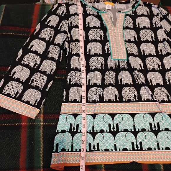 Ruby Rd Black and White Elephant Print Tunic. Boho Style. Size XL - Picture 3 of 10